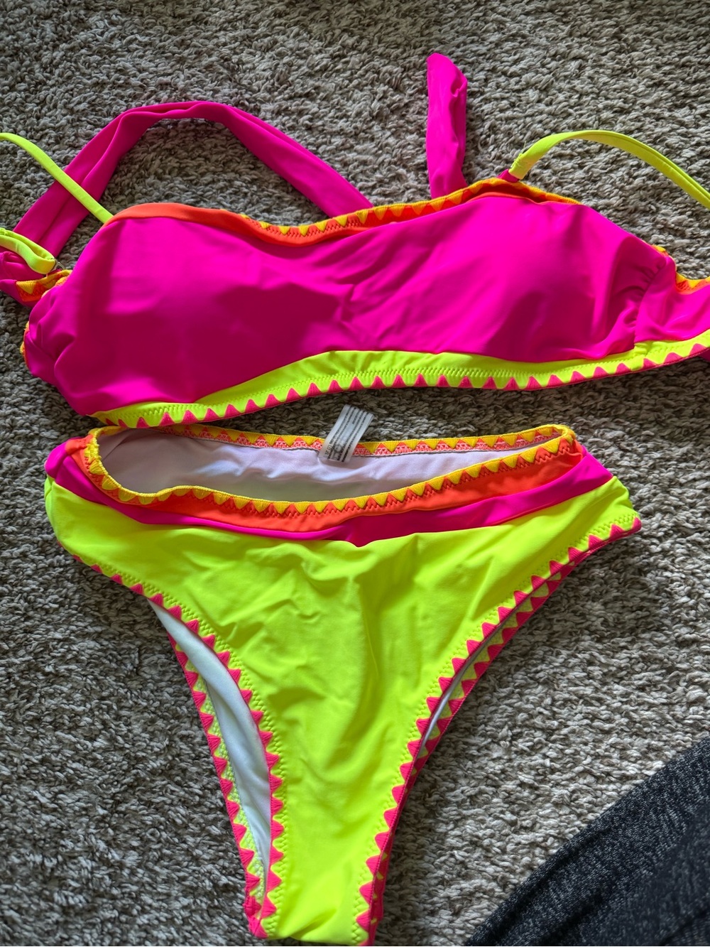 Neon Pink and Yellow Women's One-Piece Swim Suit